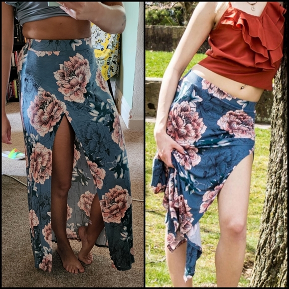 Charlotte Russe Blue Floral Maxi Skirt Small. - Picture 2 of 9